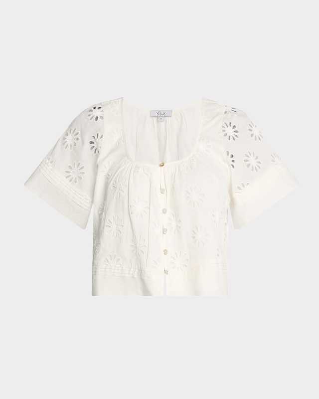 Bambina Eyelet-Embroidered Cropped Blous